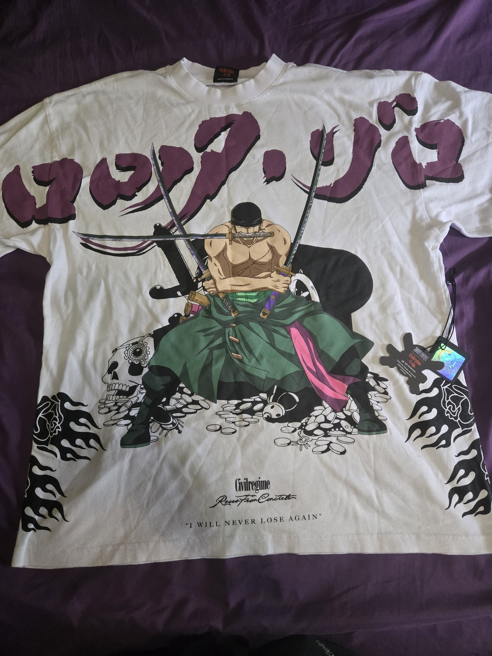 Civil Regime X One Piece Roronoa Zoro  Size Large Will Fit XL